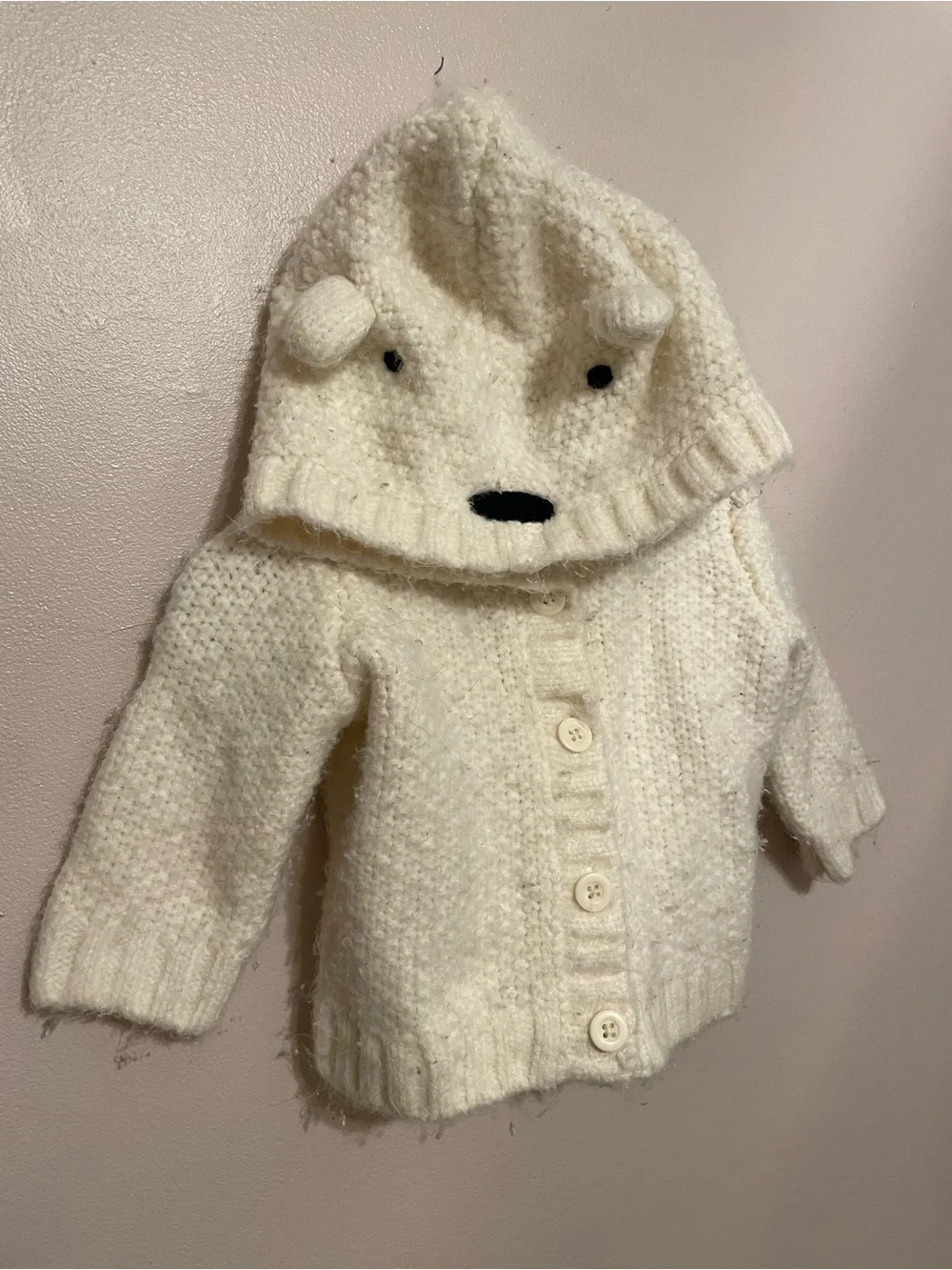 Baby Gap Bear Hooded Knit Cardigan
